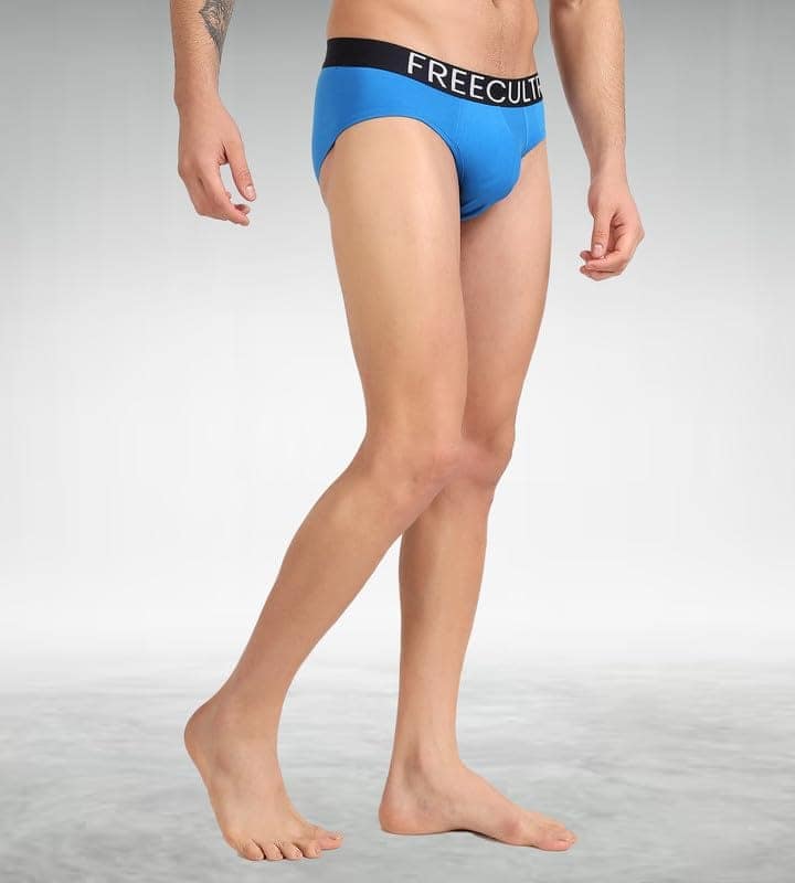 FREECULTR Men's Underwear Organic Cotton (Ultrasoft Waistband) Premium Snug-Fit Brief Pack of 1-Brilliant Blue view 4