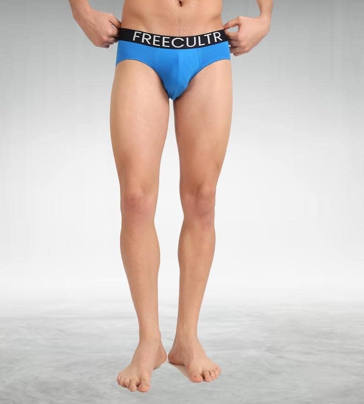 FREECULTR Men's Underwear Organic Cotton (Ultrasoft Waistband) Premium Snug-Fit Brief Pack of 1-Brilliant Blue view 6
