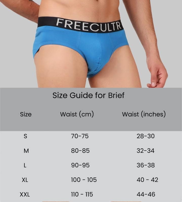 FREECULTR Men's Underwear Organic Cotton (Ultrasoft Waistband) Premium Snug-Fit Brief Pack of 1-Brilliant Blue view 7