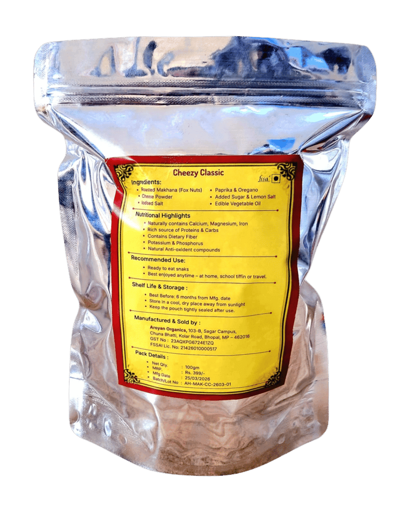 AroHerbal�s Roasted Makhana Pops 100g, Cheezy Classic Flavor, Healthy Foxnut Snacks, Crunchy Roasted Lotus Seeds, Low Calorie, Gluten Free, Ready to Eat Snack for Kids & Adults view 2