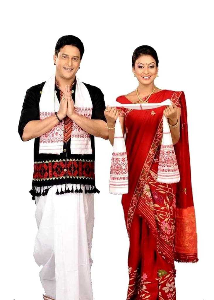 Lafabriqueind Pure Cotton Assamese Gamcha in White Color, Breathable gamcha for Men, Women | Heavy Design 60 GSM Bath Towel | Pack of 1, Size-23x58 inches, Red & White view 3