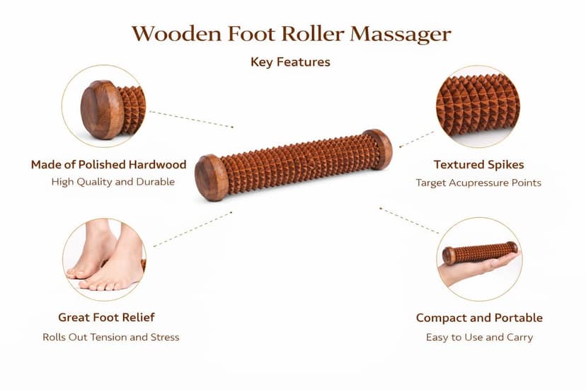 Brown Handicraft Shisham Wood Foot Roller Massager For Acupressure Foot Massage view 2