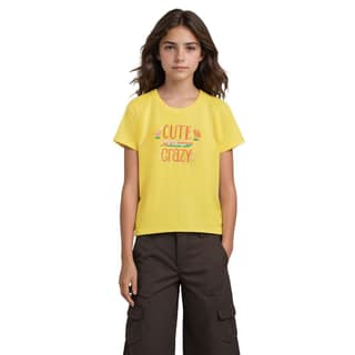 Girls T shirt Cotton Blazing Yellow Cute Crazy
