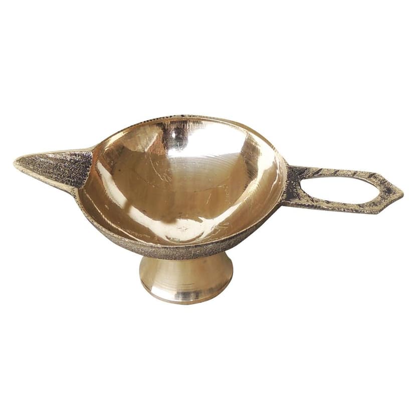 Brass Table Decor Oil Lamp Deepak No. 4 - Large Brass Deepak for Aarti Purpose, Height : 1.7 Inch (FMAS626 E) view 2