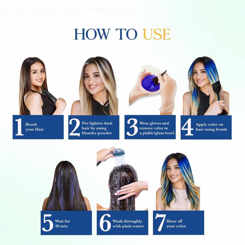 COSGLAM Semi Permanent Hair Color, No Peroxide, Non Oxidative, Ammonia Free Hair Colour 51 Wonder Blue - 120gm view 7