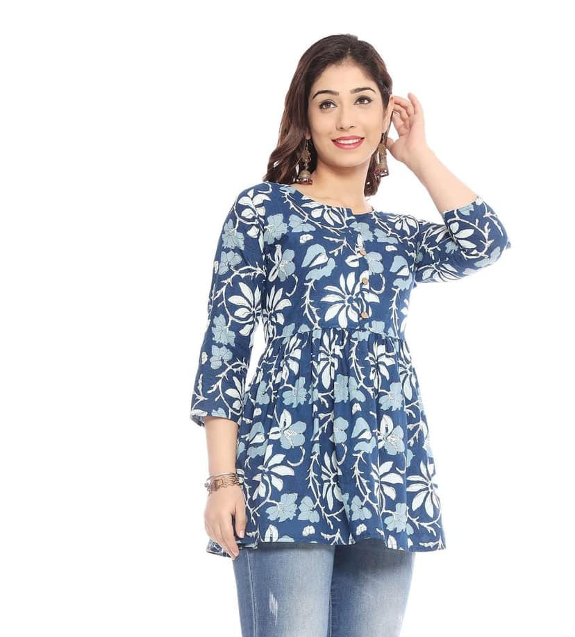 MANMAYEE Women's Cotton Floral Print Top | Latest Trendy Short Tunic Tops view 5