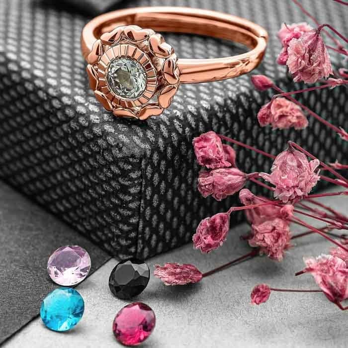 Rose Gold Wheel Of Heart Adjustable Ring (5 in 1 Crystal) view 3