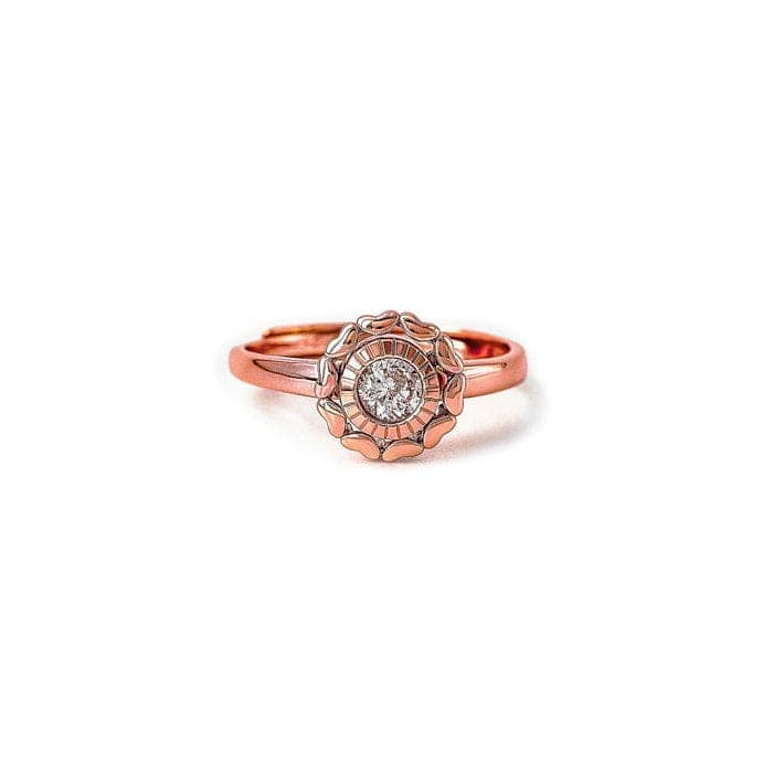 Rose Gold Wheel Of Heart Adjustable Ring (5 in 1 Crystal) view 4
