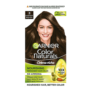Garnier Color Naturals Crème Hair Colour, 70 ml + 60 g Shade 3, Darkest Brown