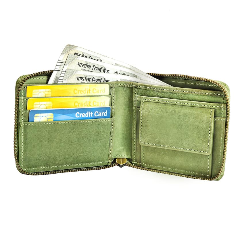 Vital King Men Trendy, Formal Green Genuine Leather RFID Wallet (7 Card Slots) view 6