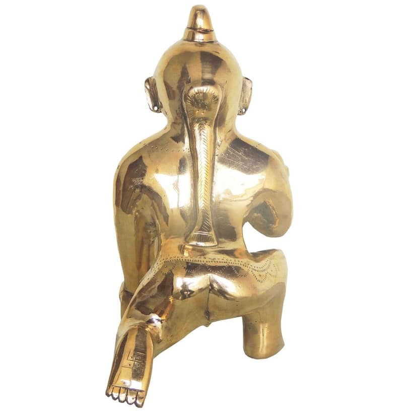 Brass Laddu Gopal God Idol Statue - Handcrafted Bal Gopal Murti, Height : 13 Inch (BSMAS871 G) view 3