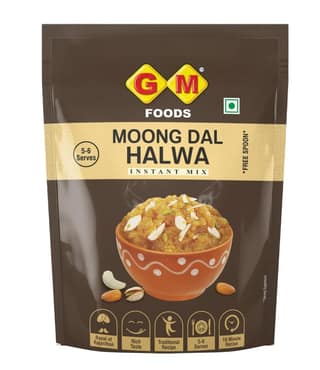 GM Foods Moong Dal Halwa Instant Mix 150g (Pack of 1) | Up to 4 Servings Per Pack | Ready to Cook | Rich & Delicious Dessert | Authentic Taste & Sweets | No Added Preservatives & Colours