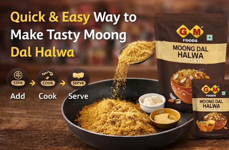 GM Foods Moong Dal Halwa Instant Mix 150g (Pack of 1) | Up to 4 Servings Per Pack | Ready to Cook | Rich & Delicious Dessert | Authentic Taste & Sweets | No Added Preservatives & Colours view 4