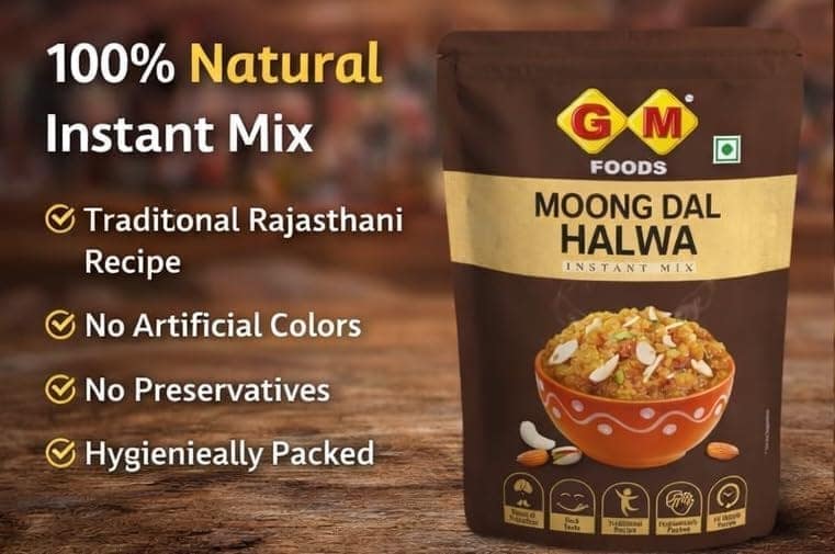 GM Foods Moong Dal Halwa Instant Mix 150g (Pack of 1) | Up to 4 Servings Per Pack | Ready to Cook | Rich & Delicious Dessert | Authentic Taste & Sweets | No Added Preservatives & Colours view 5