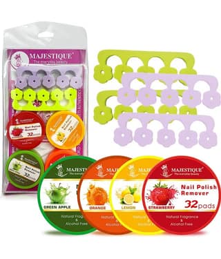 Majestique Nail Polish Remover & Toe Separator Set Effortlessly Remove Polish Pack Of 8