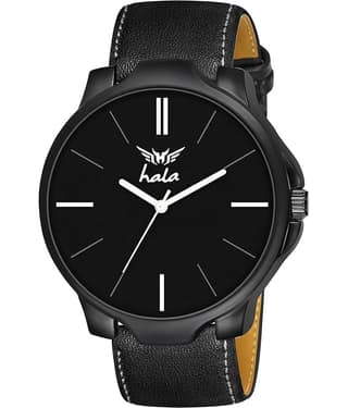 Hala Black Leather Analog Men's Watch