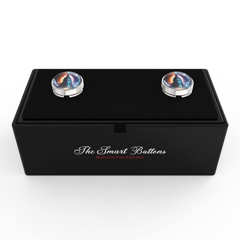 The Smart Buttons - Shirt Button Cover Cufflinks for Men - Trident Tranquility: Shiva view 3