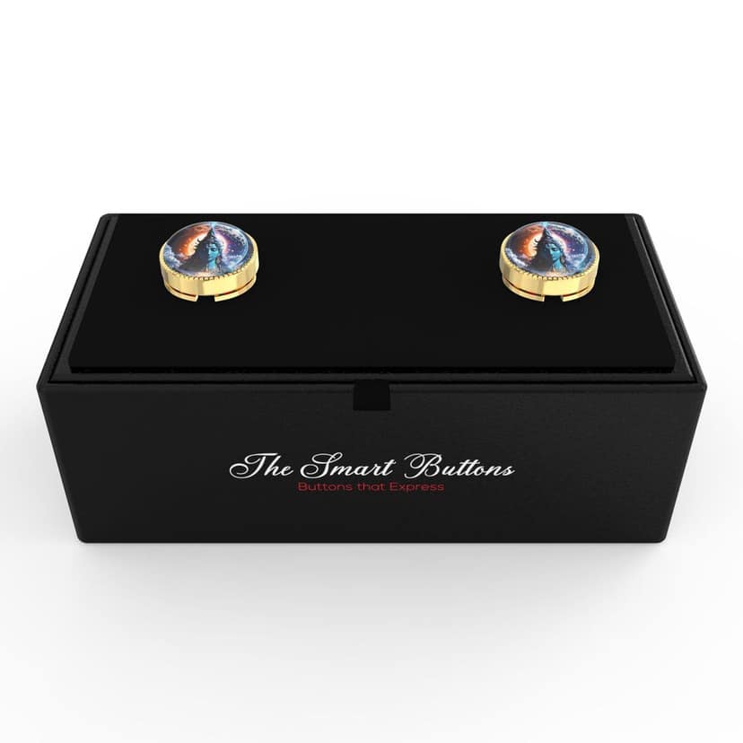 The Smart Buttons - Shirt Button Cover Cufflinks for Men - Trident Tranquility: Shiva view 9