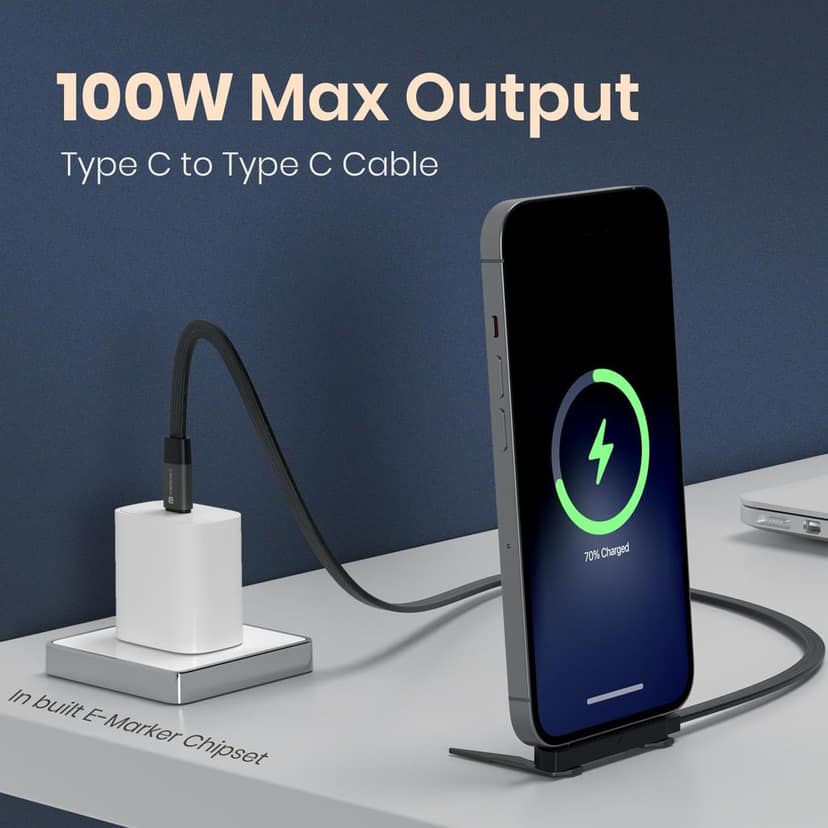 Portronics 100W Dockline Type C to Type C Cable view 5