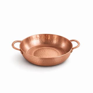 Handcrafted Hammered Pure Copper Serving Kadai with Dual Handles