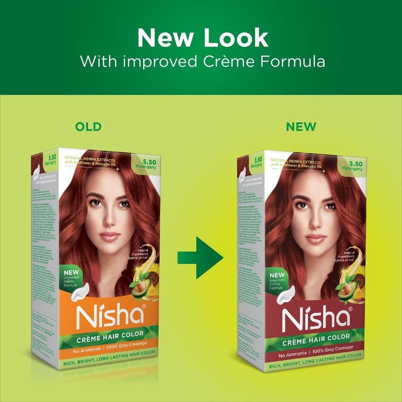 Nisha Creme Hair Color 5.50 Mahogany 120g, Permanent Hair Color, Ammonia Free Hair Colour, 100% Grey Coverage view 4