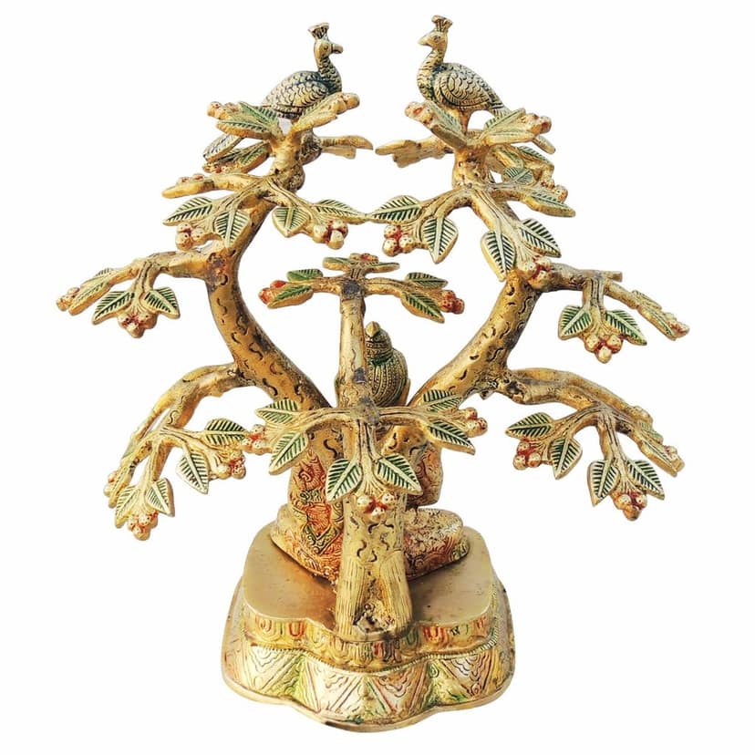 Brass Buddha Under Tree Idol - Spiritual Meditation Showpiece, Height : 12.5 Inch (BSMAS1544 D) view 3