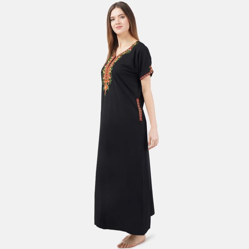 KOI SLEEPWEAR Women's Cotton Blend Embroidered Maxi Nightgown view 5