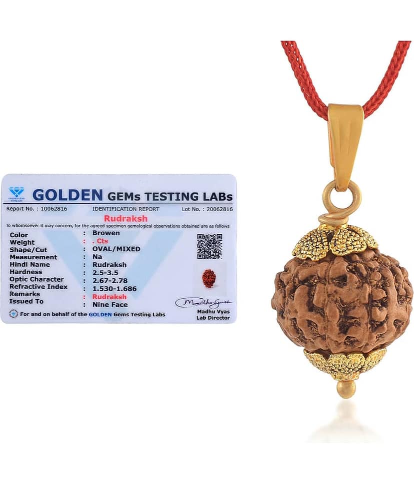 ADMIER 9 Mukhi Rudraksha Pendant With Thread ( Pack of 1 )