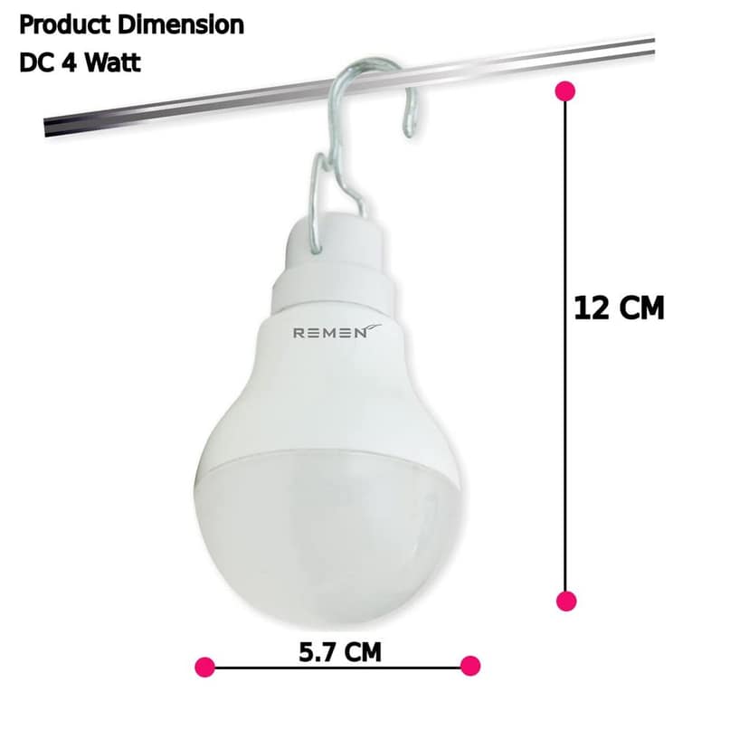REMEN 4 Watt, 12V DC Solar Led Bulb with Hanger (Cool White, Pack of 1) view 2