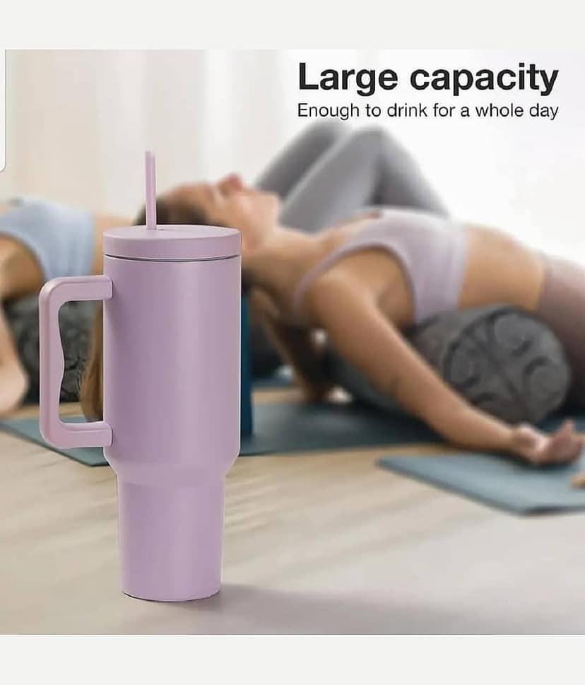 RAMDEV ENTERPRISE Tumbler with Handle and Straw Lid. Purple Stainless Steel Sipper Water Bottle 1200 mL ( Set of 1 ) view 2