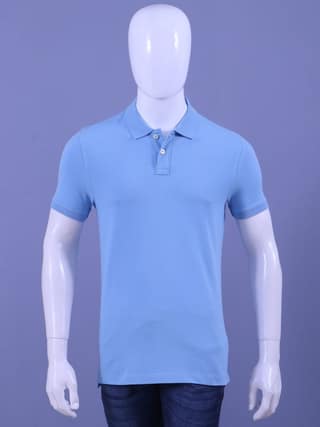 Men's Lt.Blue Enzyme Finish Solid Polo T-Shirt