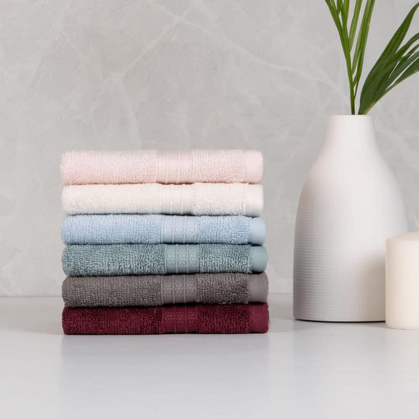 Feather & Spun Organic Cotton Face Towel | Lavender Fragrance | GOTS Certified | Anti Microbial | Fade Resistant | Double Needle Stitch | 550 GSM | 33 cms x 33 cms (Pack of 4) view 6