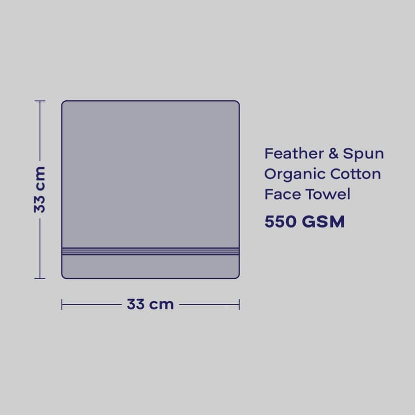 Feather & Spun Organic Cotton Face Towel | Lavender Fragrance | GOTS Certified | Anti Microbial | Fade Resistant | Double Needle Stitch | 550 GSM | 33 cms x 33 cms (Pack of 4) view 7
