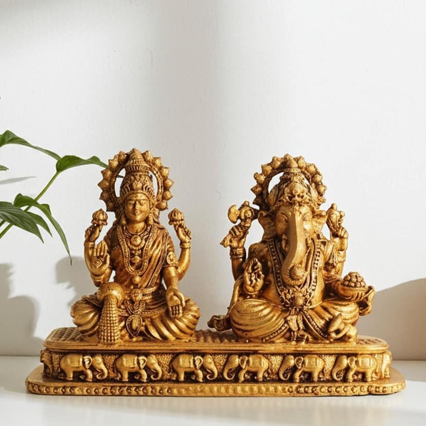 Brass Laxmi Ganesh Ji Idol | Auspicious Brass Puja Statue, Height : 3 Inch (BSMAS1803 D)