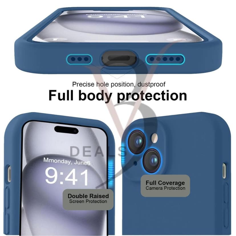 V3Deals Silicone Back Cover Case Compatible for iPhone15, Full Body Protection with Camera and Screen Protection, Military Grade Shockproof, 3.0mm Thickness view 5