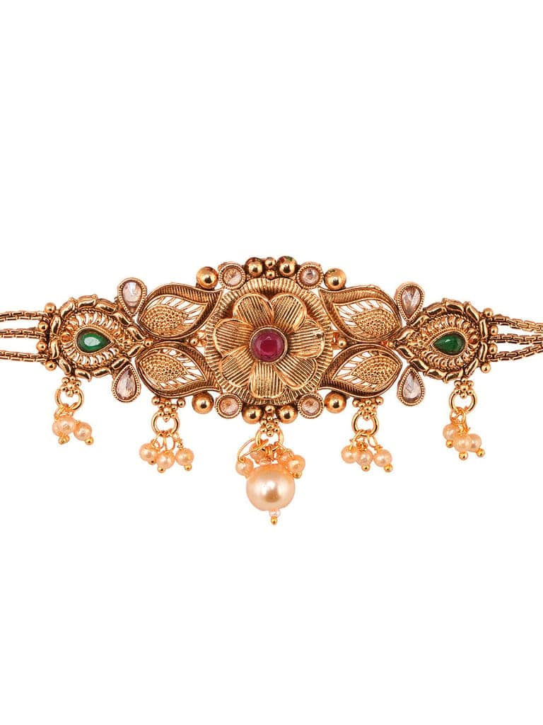 GoldPlated Red & Green AD Studded Jewellery Set view 3