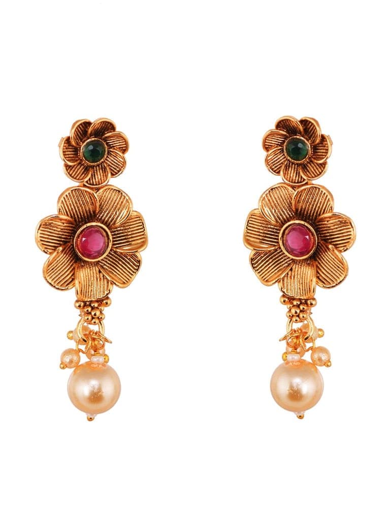 GoldPlated Red & Green AD Studded Jewellery Set view 4