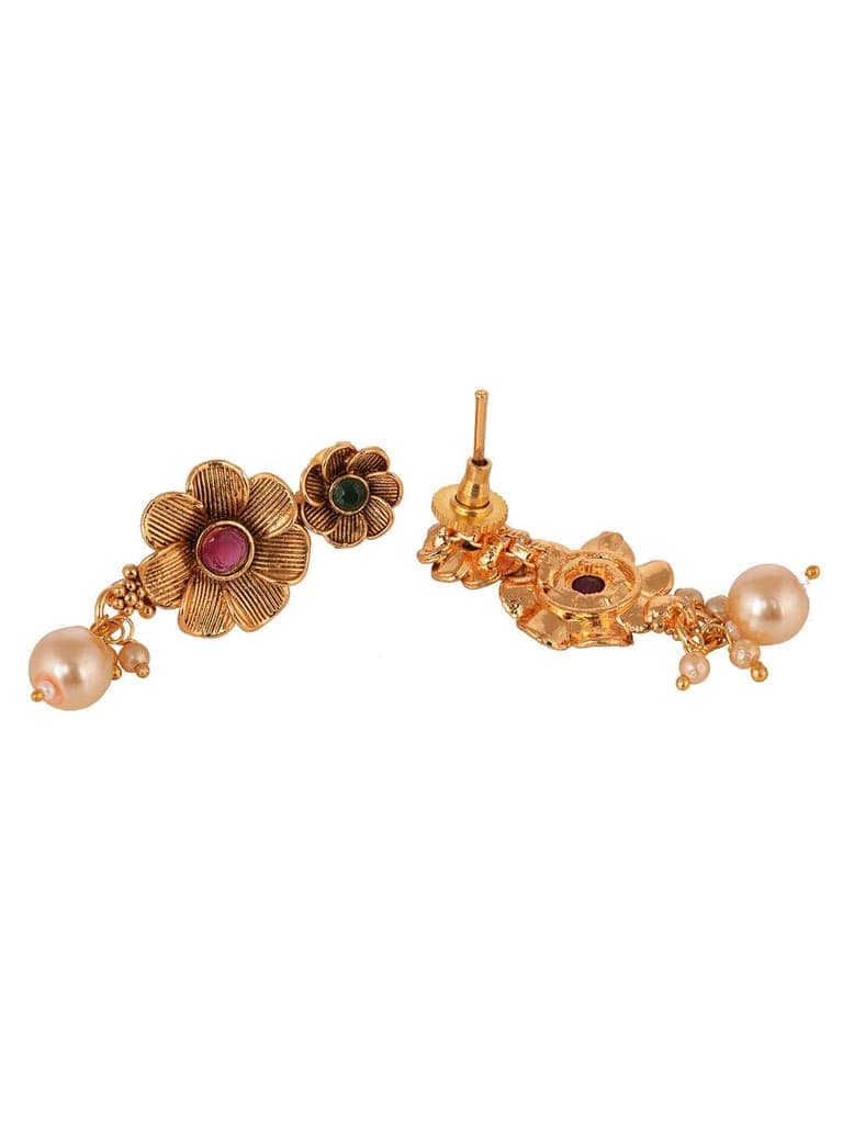 GoldPlated Red & Green AD Studded Jewellery Set view 5