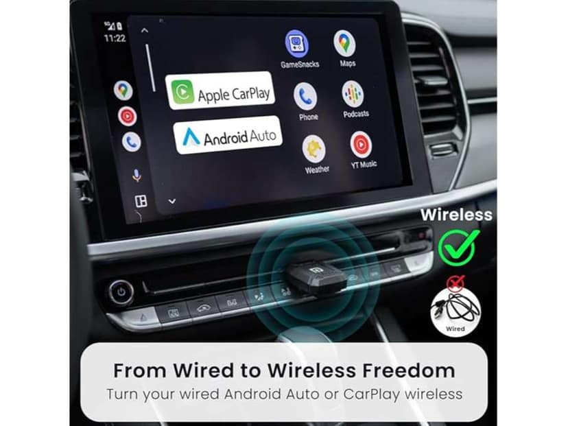 Portronics Tune Lite Converts Wired to Wireless, Plug & Play, Wireless Connectivity, Android 12+ & iOS 15+ view 2