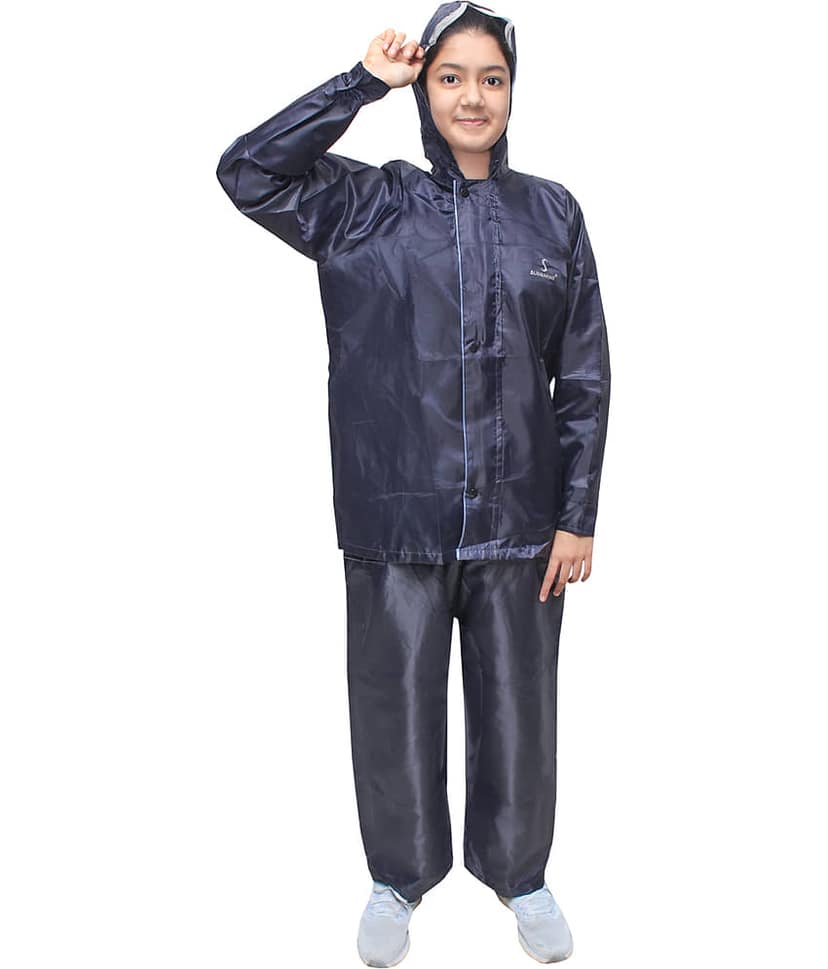 Goodluck Polyester Raincoat Set - Black view 2
