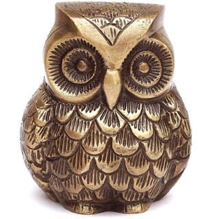 Sambhaav Small Adorable Golden Owl Statue For Home Decoration 3.5 Inch