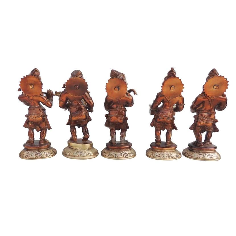 Brass Showpiece Musical Ganesh Set Of 5 Pcs. Statue (BSMAS1326 G) view 3