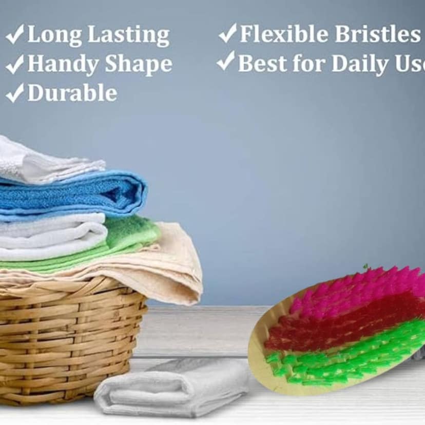 JMP BRUSH Premium Multipurpose Cloth Brush, with Soft & Hard Bristles, Assorted,Wood Pack of 2 view 5