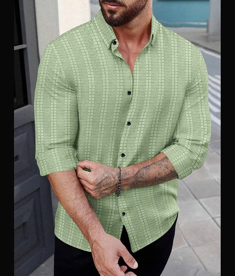 Nofilter Poly Cotton Regular Fit Self Design Full Sleeves Men's Casual Shirt - Grey ( Pack of 1 ) view 2