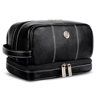 Hammonds Flycatcher Genuine Leather Toiletry Bag for Men and Women Cosmetic Organizer Bag, Travel Organizer Pouch, Shaving Kit Bag for Men Toiletry Pouch for Men with Multiple Pockets - Black Hammonds Flycatcher Genuine Leather Toiletry Bag for Men and W