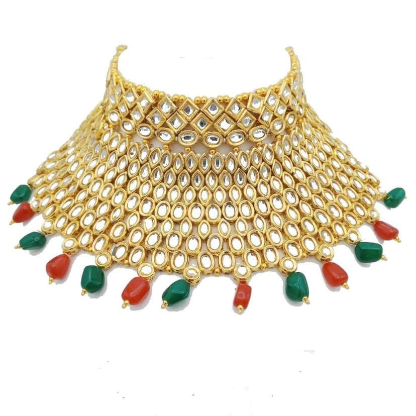 Gold Plated Kundan Necklace Set view 2
