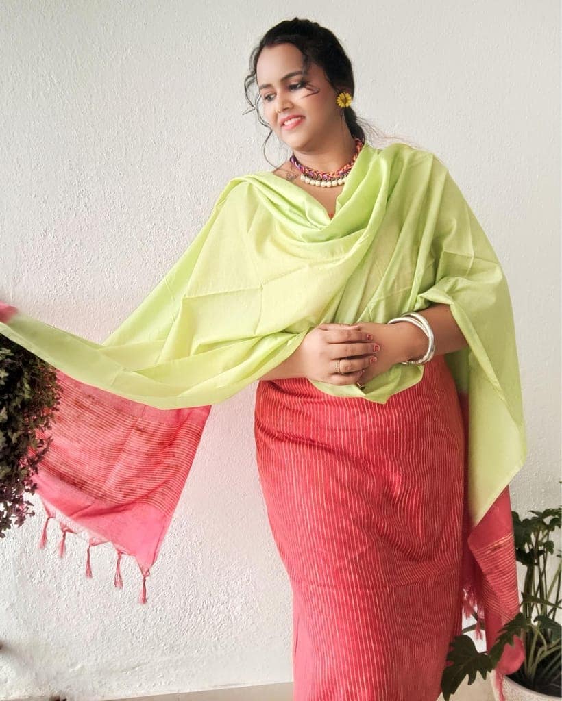 Katan Silk Suit Piece Red and Green Color with Bottom and Dupatta-7156