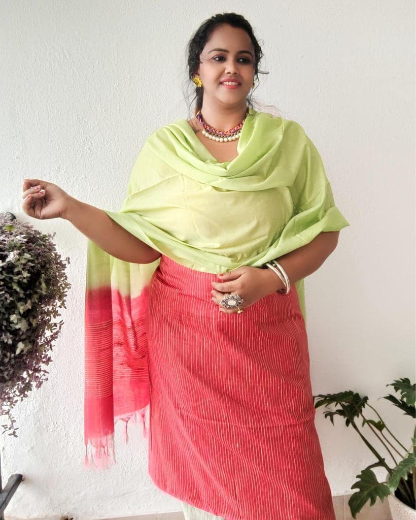 Katan Silk Suit Piece Red and Green Color with Bottom and Dupatta-7156 view 2