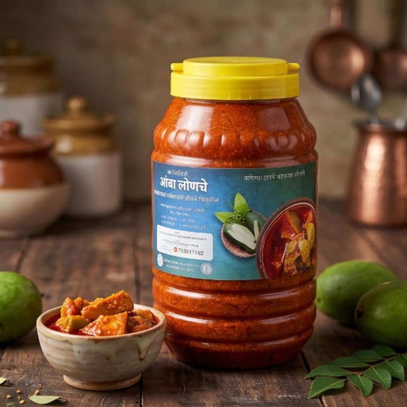 Authentic Kolhapuri Mango Pickle - 500 gm - One plastic jar