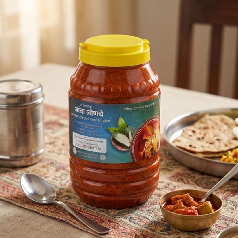Authentic Kolhapuri Mango Pickle - 500 gm - One plastic jar view 2
